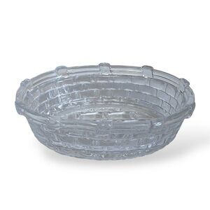 Oval Glass Soap Dish Clear Basketweave Luxury Bath Accessory